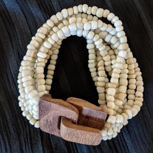 White & Brown Beaded Bracelet